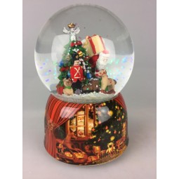 Spieluhr Schneekugel mit Santa und Geschenken