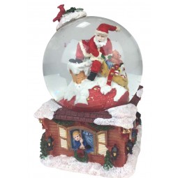 Schneekugel Santa inm Schornstein