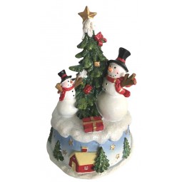 Music box snowmen at the Christmas tree