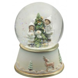 Snow globe kids on the tree white