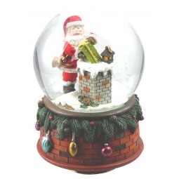 Snow globe Santa at the chimney