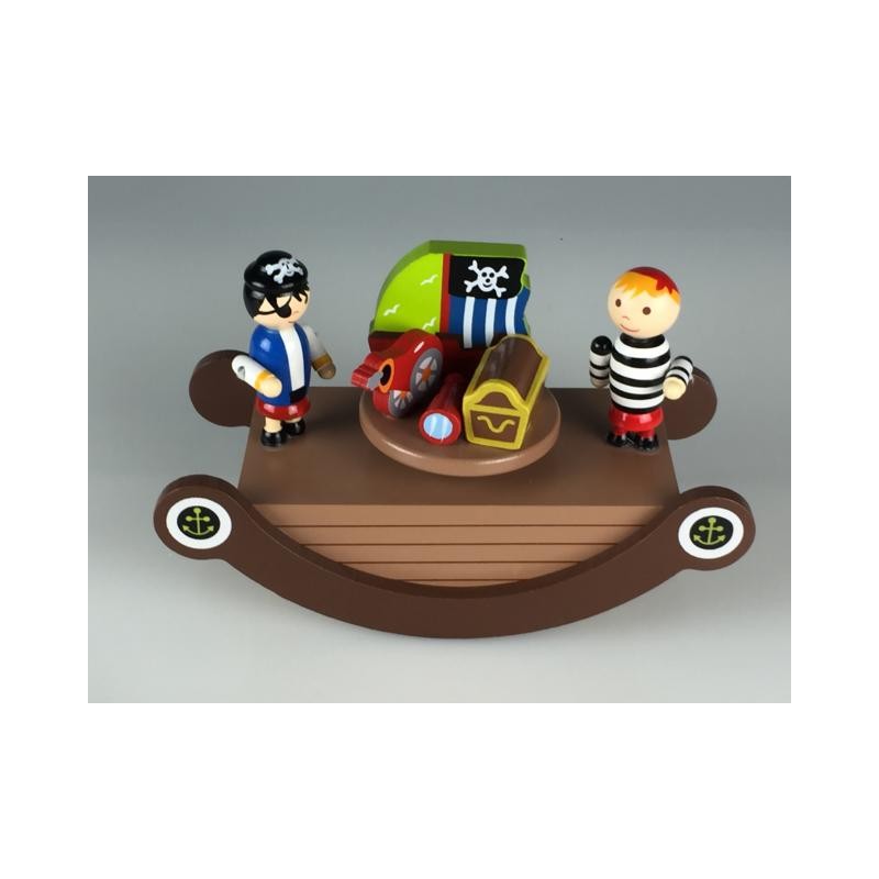 Caja de musica balancin de madera “piratas”