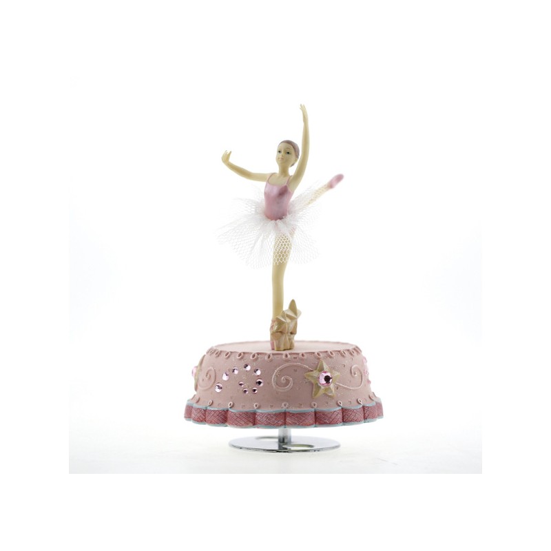 Caja de musica en rosa con bailarina