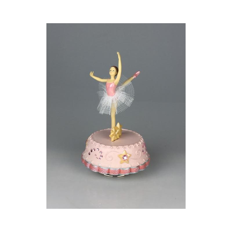 Pink music box with dancing ballerina 