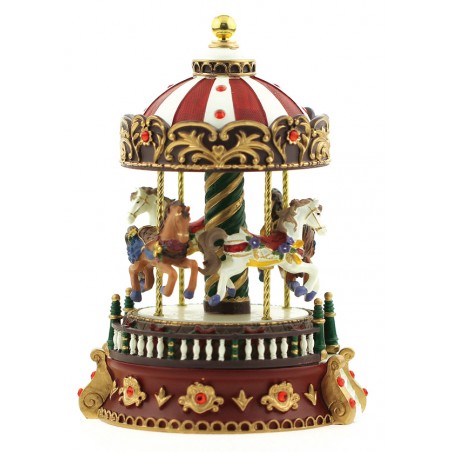 Carousel with red glittering stones 