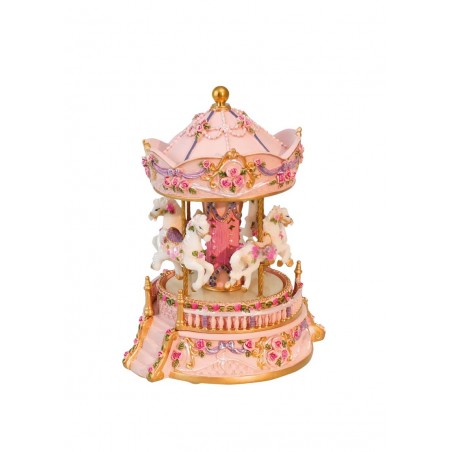 Rose-coloured carousel with flowers