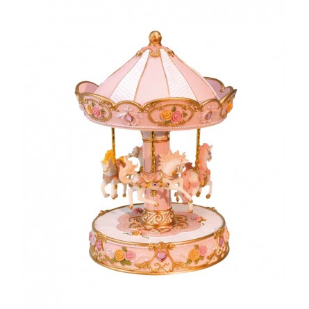 Rose- and white-coloured carousel