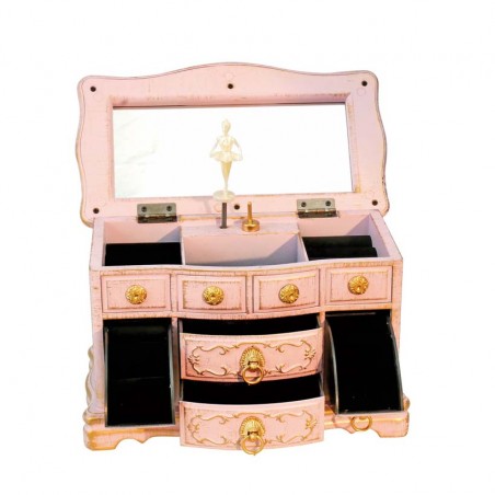 Jewelry dresser in pink with flower design
