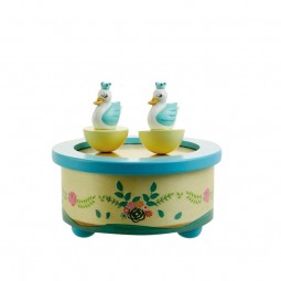 Wooden musicbox dancing swans
