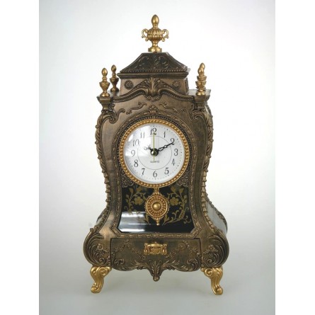 Reloj de chimenea de oro antiguo con cajón