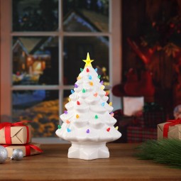 Weiß facettierter Weihnachtsbaum 36 cm