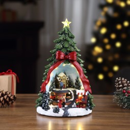 Animierter Weihnachtsbaum mit Dorfszene 33 cm