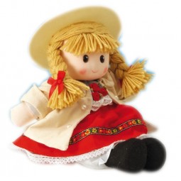 Poupée fille en costume folkorique rouge