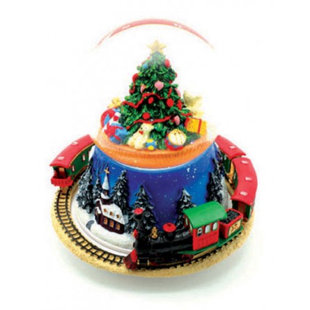 Snow globe with Christmas tree and train