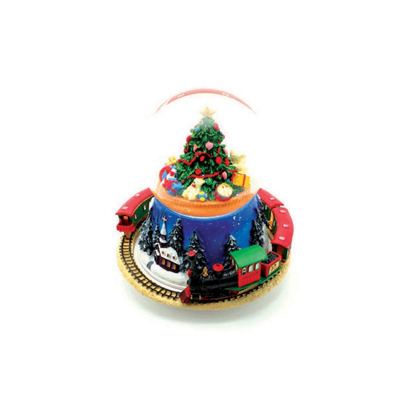 Snow globe with Christmas tree and train