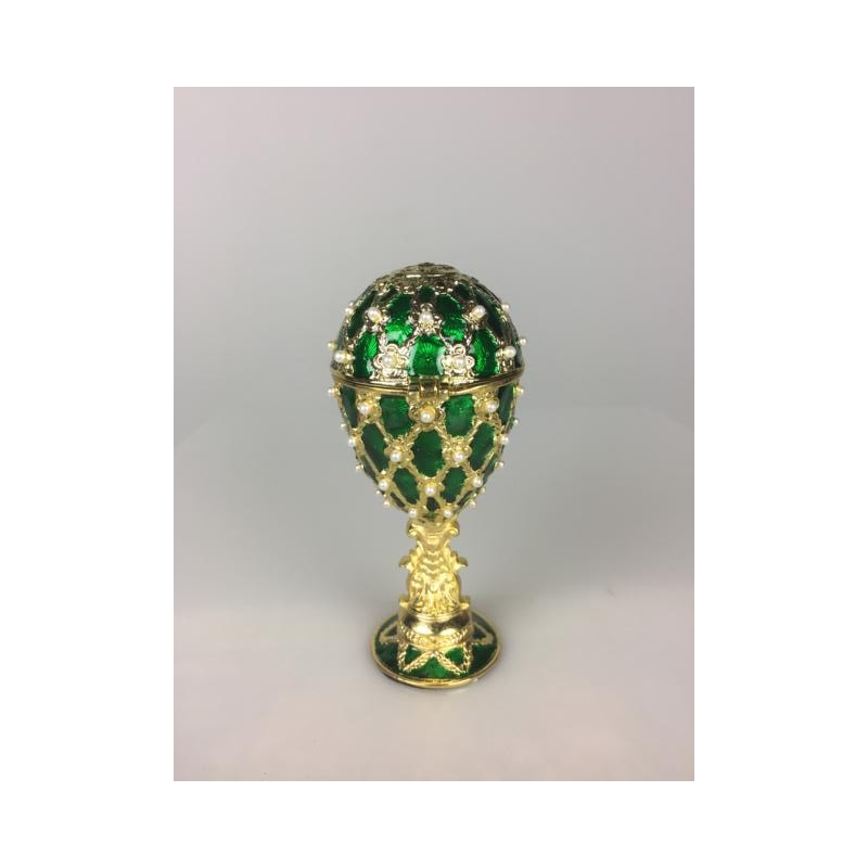 Green jewelry egg in Fabergé style