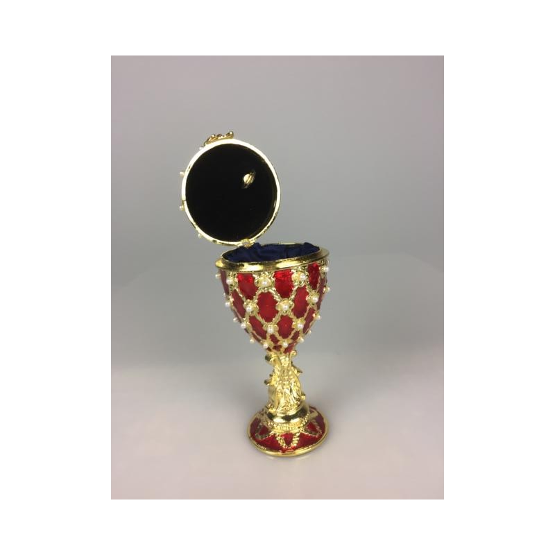 Red jewelry egg in Fabergé style
